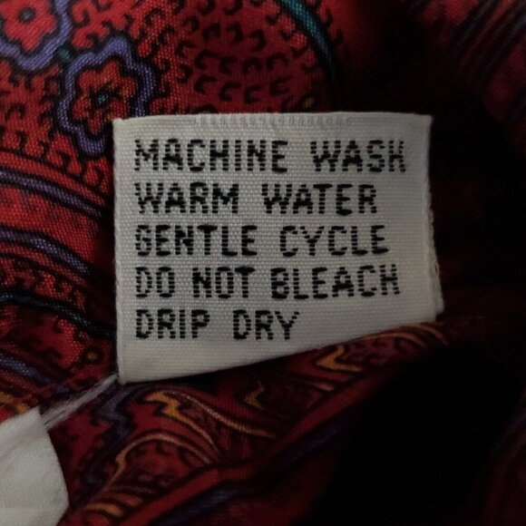 Vintage Alfred Dunner Paisley Secretary Blouse 12 L Red Kitten Bow Tie Foral - Picture 7 of 7